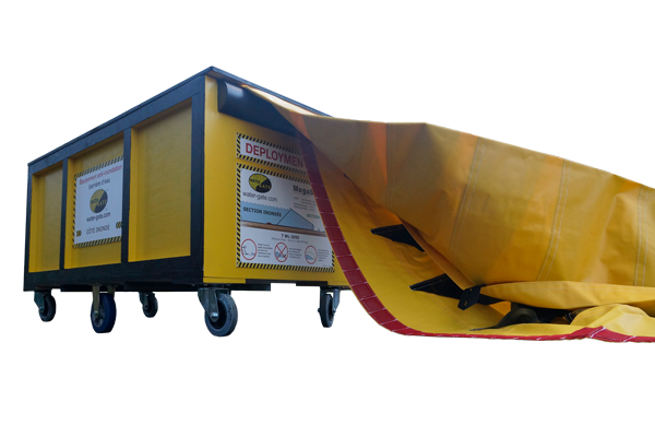 caisson-deploiement-rapide-retention-pollution tekerlekler üzerinde cased yangın su tutma